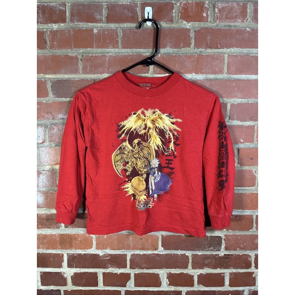 Vintage 90s Yu-Gi-Oh Long Sleeve Shirt Enter The Shadow Realm 1996 Red Youth XS